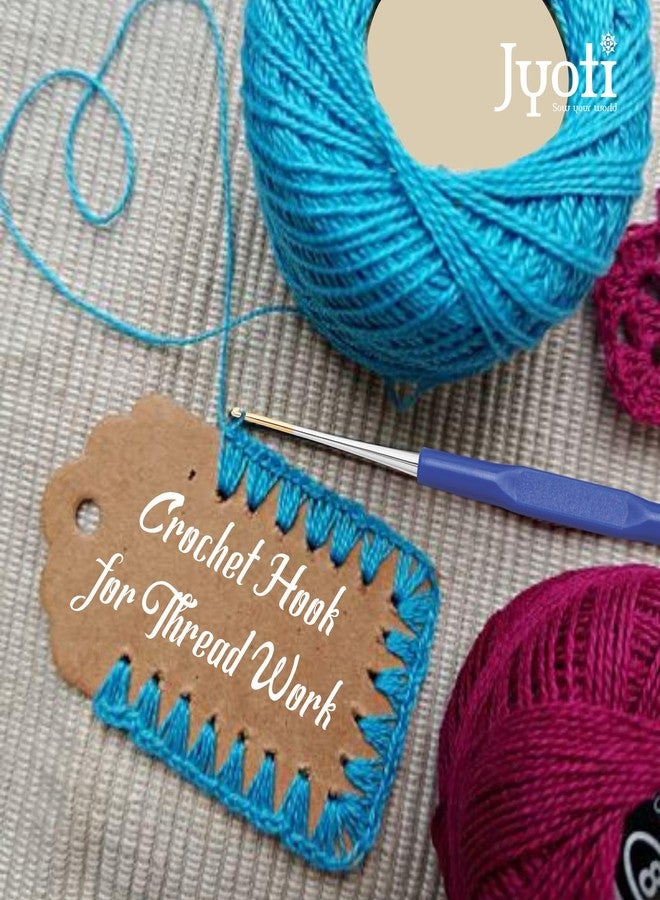 Jyoti Crochet Hook Steel (Gold Point) with Plastic Handle for Thread Work, Hand Knitted Sewing DIY Craft Weaving Needle, Ideal for Sweaters, Purses, Scarves, Hats #15518 (6"/15cm of Size 4-8) - 10 Pcs - Image 3